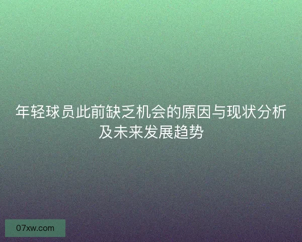 年轻球员此前缺乏机会的原因与现状分析及未来发展趋势