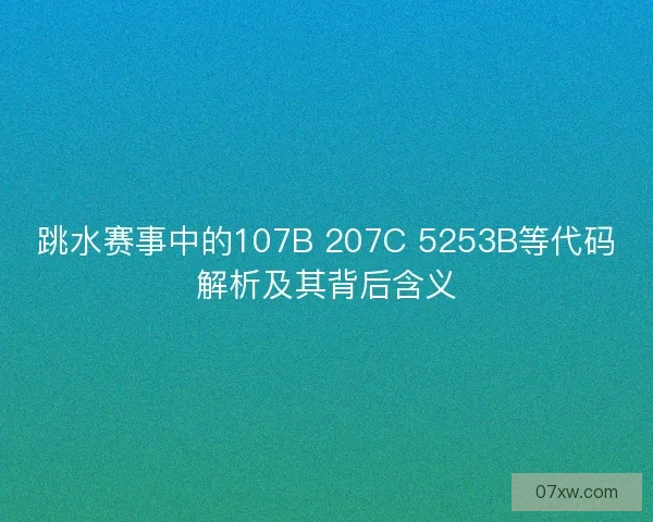 跳水赛事中的107B 207C 5253B等代码解析及其背后含义