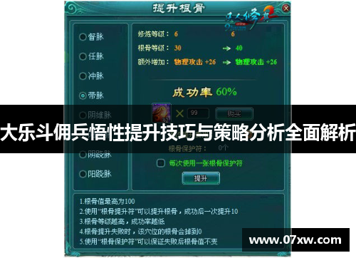 大乐斗佣兵悟性提升技巧与策略分析全面解析